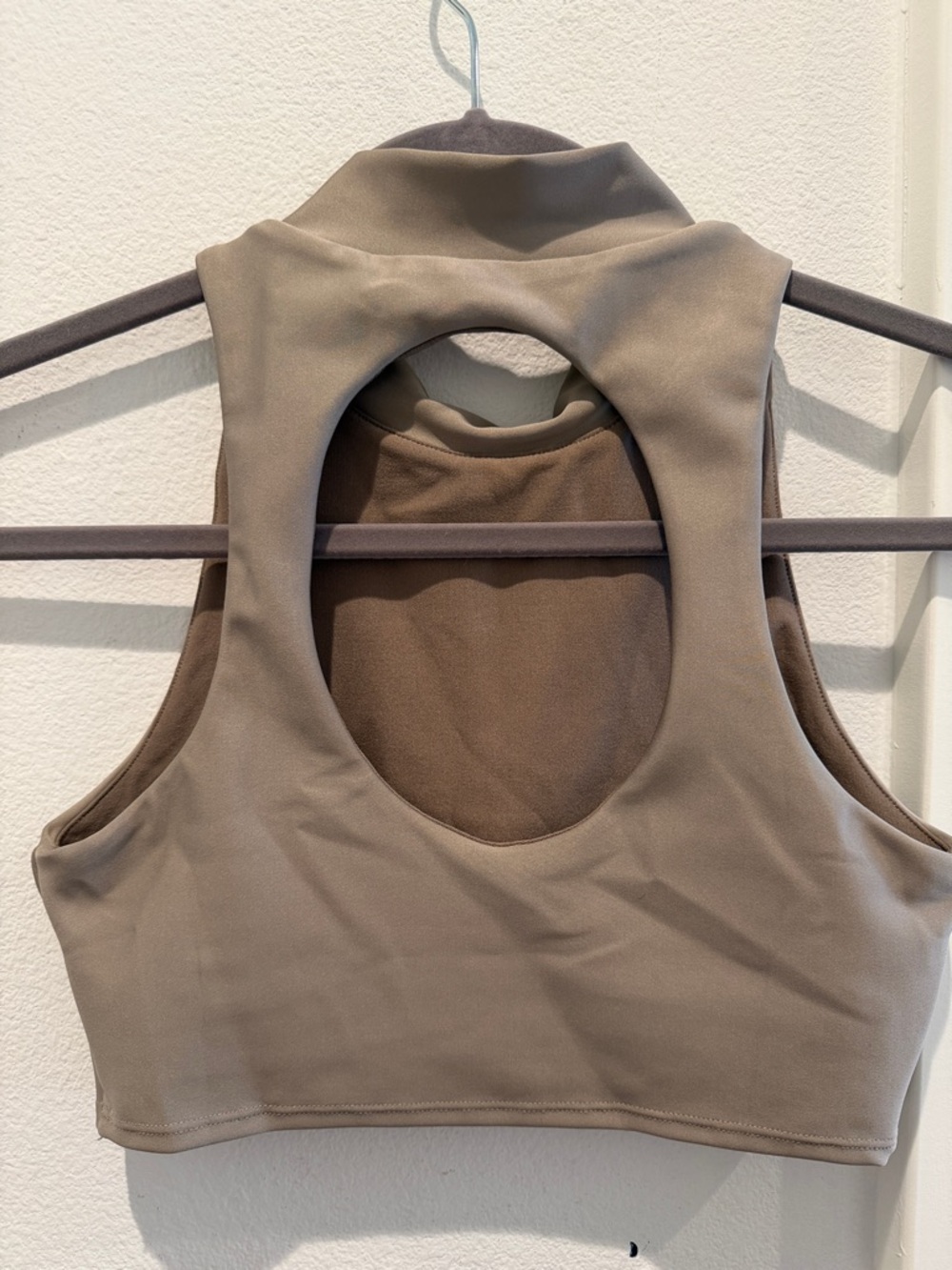 ALO Yoga High Neck Cropped Tank Top in Taupe - Picture 4 of 4